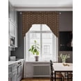 thumbnail image 3 of Dark Brown Rattan Swag Valances for Windows, Small Curtains Drapes, Vintage Abstract Wicker Texture Kitchen Window Curtains Over Sink Rod Pocket Window Treatment Valance for Bedroom/Bathroom 56"x36", 3 of 5