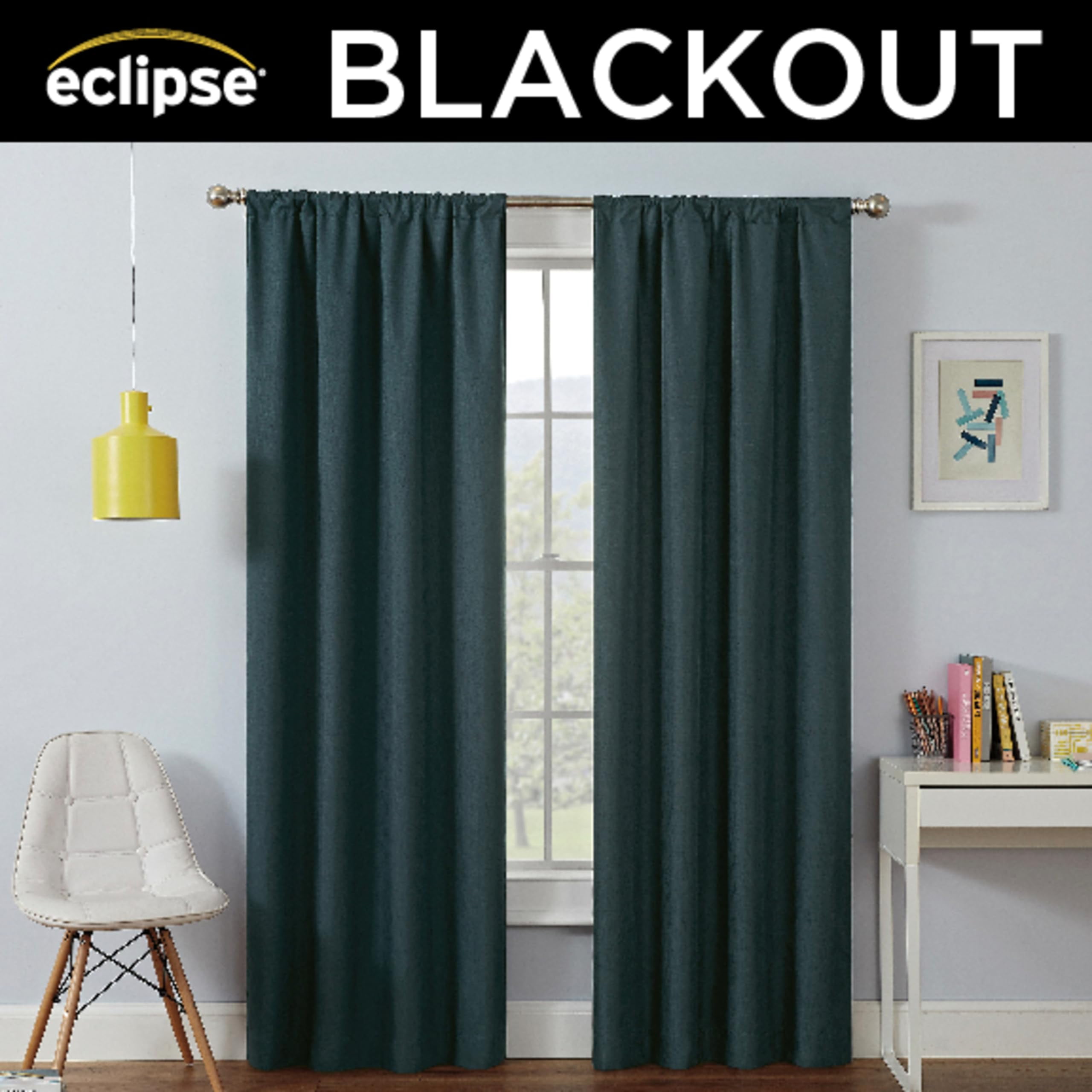 ECLIPSE Kendall Modern Blackout Thermal Rod Pocket Window Curtain for Bedro Eclipse Kendall Modern Darkening Insulated Drapes, Single Panel