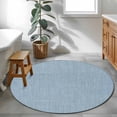 thumbnail image 4 of Vintage Sky Blue Large Area Rugs for Bedroom Living Room, Soft Non Slip Carpet Bedside Rug, Farmhouse Retro Solid Color Linen Texture Round Floor Cover Kitchen Accent Rug 3.3' for Dining Room/Office, 4 of 9