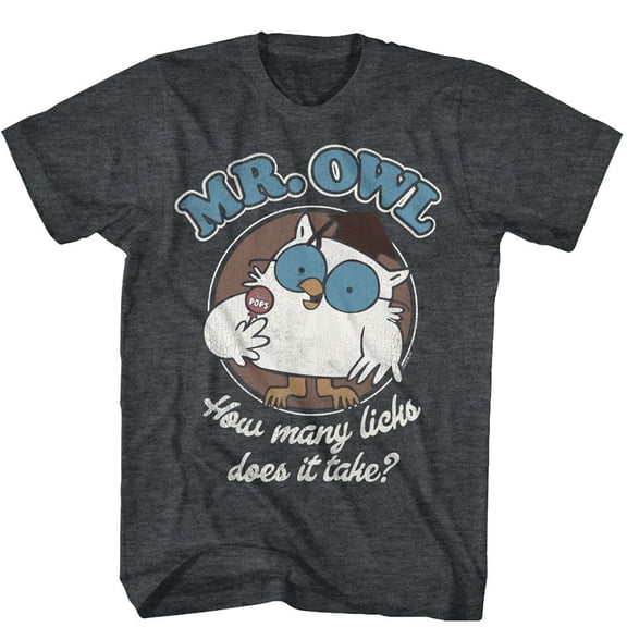 Tootsie Roll Mr Owl Black Heather Adult T-Shirt Xlt