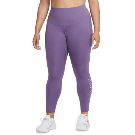 Nike Womens Dri-fit One Mid-Rise 7/8 Graphic Leggings,Amethyst Smoke/Copa,1X