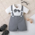thumbnail image 2 of Xmyrz Infant Boys Shorts Set Outfits Gentleman'S Suspender Trousers Short Sleeve Versatile Holiday Formal Clothing Suits, 2 of 8