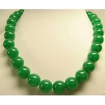 K-KED BEAUTIFUL NATURAL GREEN JADE 12MM ROUND GEMSTONE BEADS NECKLACES 18" STRAND