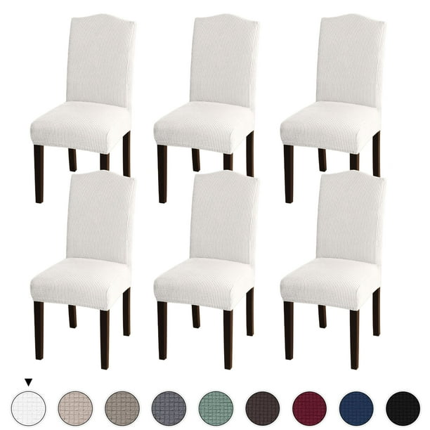 Turquoize 1 Piece Jacquard Spandex Dining Chair Stretch Slipcover Set Of 6 Ivory Com Turquoize 1 Piece Jacquard Spandex, White Canvas Dining Room Chair Covers