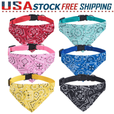 6 PCS Adjustable Dog Bandana Collar Puppy Cat Pet Neckerchief Neck Scarf Ties