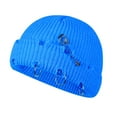 thumbnail image 2 of Hip Hop Skull Cap Punk Knitted Beanie Hat for Women and Men, Rock Ripped Hats Slouchy Beanie Cap Unisex Blue, 2 of 3