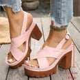 thumbnail image 4 of Women's Plus Size Roman Strap Chunky Heel Sandals, Buckle Detail Platform High Heel Summer Shoes, Stylish and Comfortable for Parties, Dates and Casual Wear Pink 43, 4 of 9