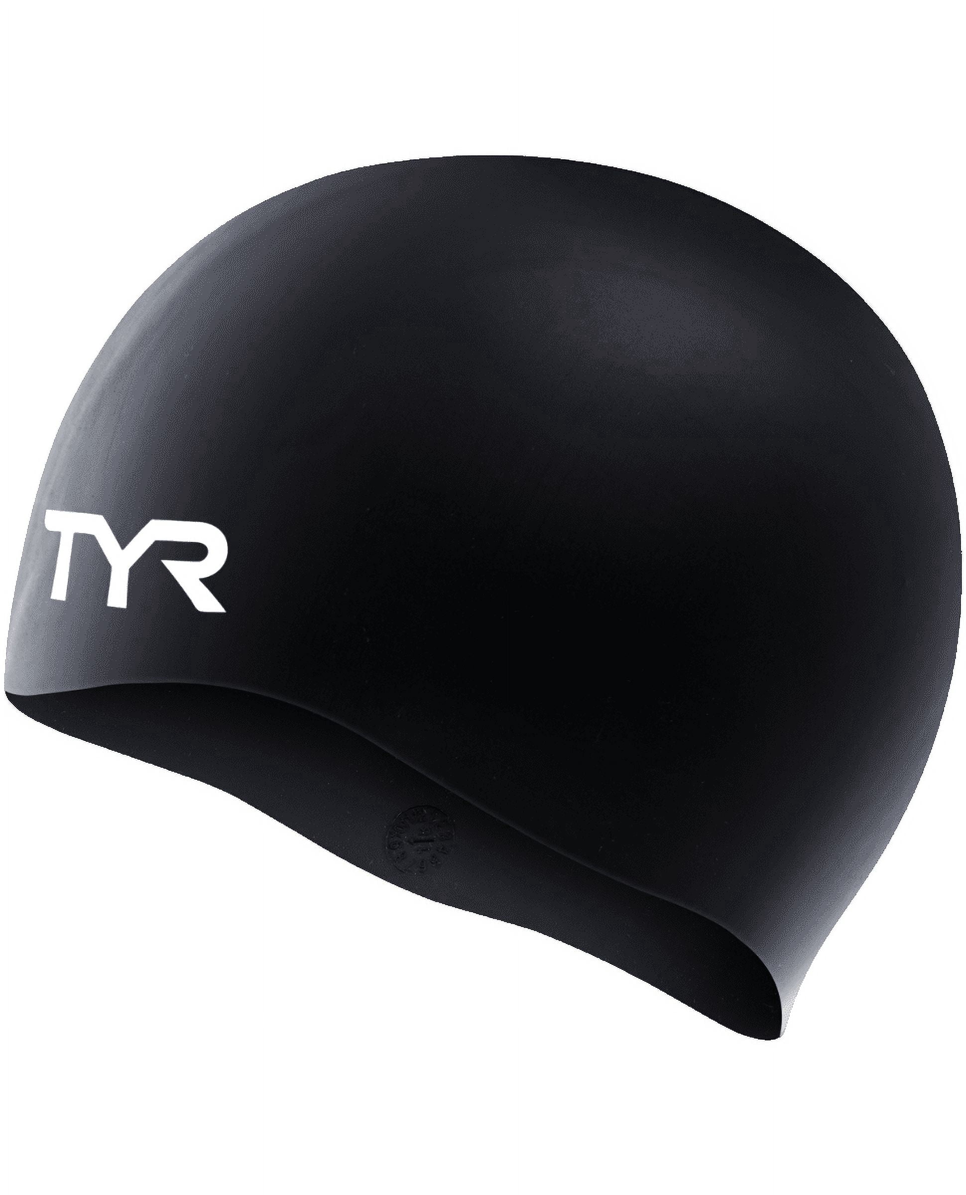 (2 pack) TYR Silicone Swim Cap for Men and Women – Wrinkle-Free, Durable & Tear Resistant, Low Drag Training & Competition Cap, Black