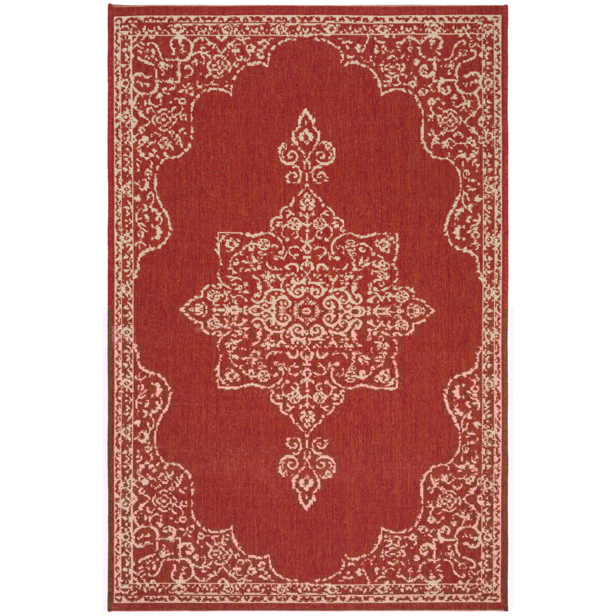 thumbnail image 2 of SAFAVIEH Indoor Outdoor BHS180Q Beach House Red / Creme Rug, 2 of 8