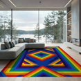 thumbnail image 2 of ODIKA 8'x10' Washable Area Rug Non-Shedding, Easy Care, Vibrant Lgbt With Repeating Bands And Symmetrical Edge Detail for King Size Bedroom Under Bed, Master Suite, 2 of 7