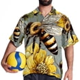 thumbnail image 4 of Starry Bees in the Sky Men's Short Sleeve Casual Printed Button Down Beach Shirts, 4 of 6