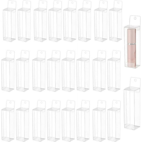 30 Pcs Hanging Transparent Gift Boxes 1x1x3.4 Clear Candy Box Rectangle PVC Favour Boxes for Candy Sweets Chocolate Christmas Wedding Party Ornaments Gifts ClearDIY