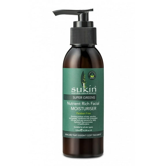 Sukin Super Greens Nutrient Rich Facial Moisturiser, 4.23 Oz..