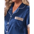 thumbnail image 5 of DARING DIVA Women's Satin Pajamas Sleepwear Button Down Contrast Color Tops M Blue, 5 of 7