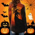 thumbnail image 4 of Halloween Cardigan for Women Pumpkin Long Sleeve Cardigan Fall Open Front Cardigan Halloween Print Medium Length Coat,Saffron,M, 4 of 4