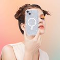 thumbnail image 6 of Magnetic For iPhone 16 Plus Phone Case,Compatible with Mag-Safe,Sparkly Bling Glitter Cute Curly Wave Transparent Cover for Women Girls,Shockproof Protective Slim Rugged Phone Case,Silver, 6 of 7