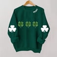 thumbnail image 2 of Maqroz Women's St Patricks Day Sweatshirt Realistic Trio Clover Graphic Pullover Dark Green Crewneck Top for Nature Festival Party Green,M, 2 of 4