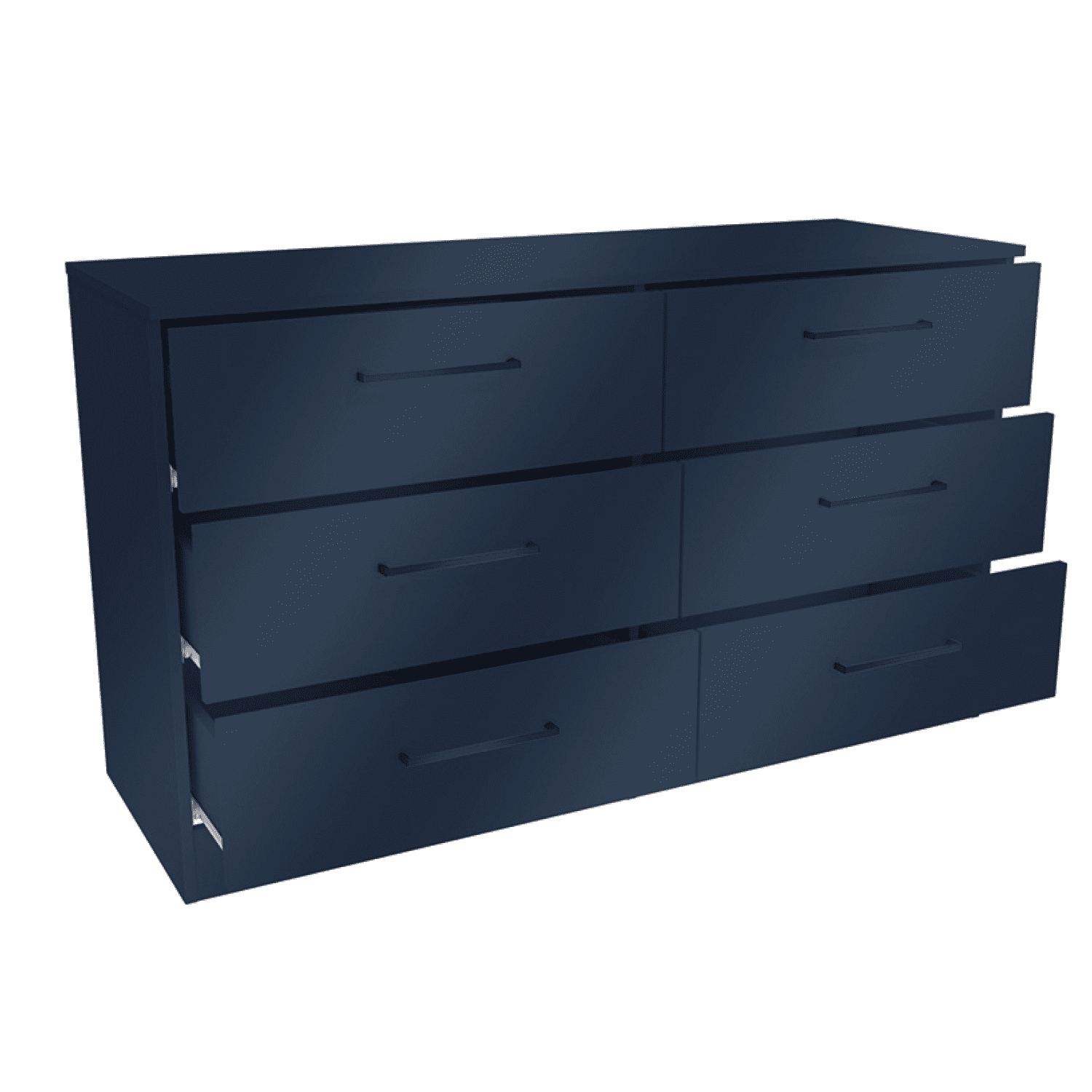 Kappesberg Jolyne 6-Drawer Horizontal Dresser, Blue with Black Handles – Modern Bedroom Storage for Adults and Teens
