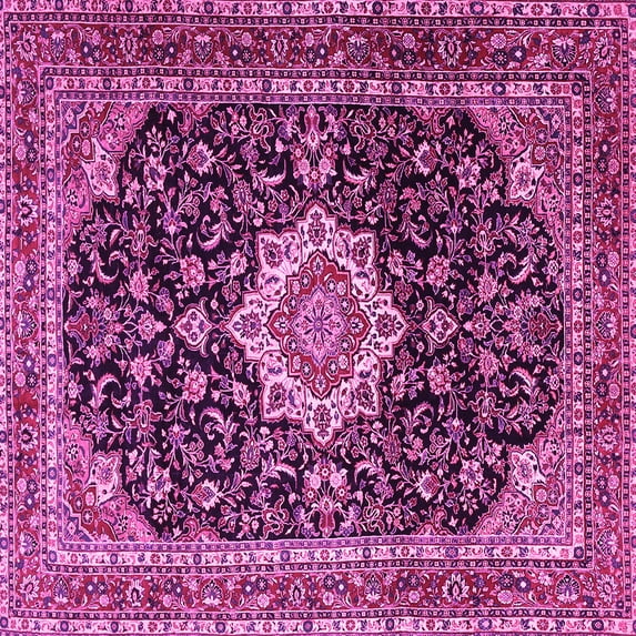 Ahgly Company Indoor Square Medallion Pink Traditional Area Rugs, 3' Square