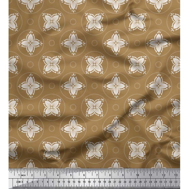 Soimoi Georgette Viscose Fabric Circle & Floral Artistic Decor Fabric Printed Yard 42 Inch Wide