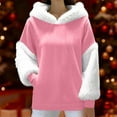 thumbnail image 2 of Women's Solid Color Long Sleeve Hoodie Top Sweatshirt Round Neck Loose Fit Casual Daily Wear Loungewear Streetwear Fashion Essential Gift for Women | CSEONE,Pink L, 2 of 9