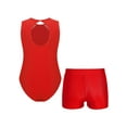 thumbnail image 2 of TTAO Gymnastics Leotard for Girls 2 Piece Outfits Gymnastics Bodysuit with Shorts Set Tank Unitard Red 12, 2 of 7