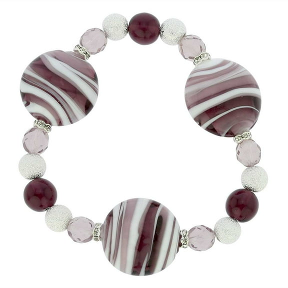 GlassOfVenice Murano Glass Magic Bracelet - Marble Purple