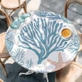 thumbnail image 3 of Summer Marine Life Round Fitted Table Cover Ocean Coral Simple Lines Art Waterproof Table Cloth with Elastic Edge Wipeable Tablecloth for Picnic Camping Party Fits 36"-44" Diameter, 3 of 8
