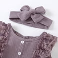 thumbnail image 6 of Gyratedream Newborn Baby Girls Cotton Lace Bow Romper Headband Outfits Set, 6 of 8