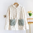 thumbnail image 2 of Ecqkame Women's Fuzzy Sleepwear Cardigan Winter Thick Long Sleeve Button Open Front Pajamas Home Loungewear Sleep Top with Pockets White XL, 2 of 9