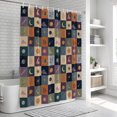 thumbnail image 6 of Purple Green Blue Plaid Bathroom Shower Curtains with 12 Hooks Polyester Waterproof Shower Curtain for Stalls and Bathtubs Moon Floral Cat Checked Decorative Bathroom Privacy Curtain 54x78 Inches, 6 of 9
