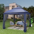 thumbnail image 3 of GAZEBETER 11' x 11' Pop up Gazebo with 4 Sidewalls Mosquito Netting-Waterproof and UV Resistant for Patios,Weddings,Dark Blue, 3 of 9