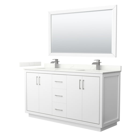 Wyndham Collection Wcf111166d-Qtz-Unsm58 Icon 66" Free Standing Double Basin Vanity Set -