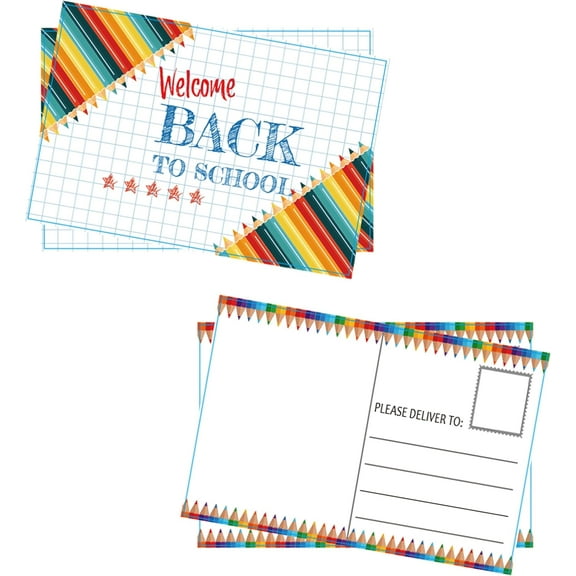 50 PCS Happy Mail Teacher Postcards Notes Teacher Welcome Postcards 4 x 6 Inches Welcome Back To School Postcards So Excited Class Card For Students