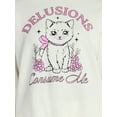 thumbnail image 4 of Delusions Consume Me Women's Cat Graphic Sweatshirt with Long Sleeves, Sizes XXS-XXL, 4 of 5