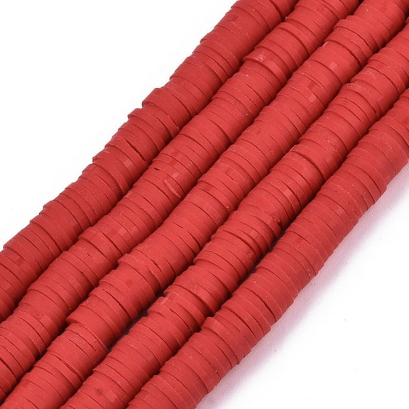10strands Handmade Polymer Clay Beads Strands for Jewelry Crafts Supplies Heishi Beads Disc/Flat Round Red 6x0.5~1mm Hole: 1.8mm about 290~320pcs/strand 15.75 inch~16.14 inch(40~41cm)