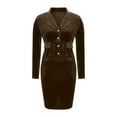 thumbnail image 5 of Perfectbot Women's Velvet 2 Piece Skirt Suit Set Long Sleeve Button Blazer Pencil Skirt for Office Business, 5 of 7