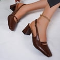 thumbnail image 6 of Miluxas Slingback Heels Closed Square Toe Pumps Strappy Low Short Chunky Block Dress Shoes for Women Ladies Wedding Prom formal Heels Cute Dressy Thick Pumps Shoes Brown 5.5(36), 6 of 9