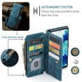 thumbnail image 6 of for Samsung Galaxy S20 FE Case Wallet for Women and Men, Samsung Galaxy S20 FE Case, PU Leather Magnetic Flip Strap Wristlet Zipper Card Holder Wallet Business Phone Cover for S20 FE, Blue, 6 of 10