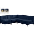 thumbnail image 4 of Meridian Furniture Alina Navy Velvet Modular Sectional, 4 of 15