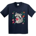 thumbnail image 3 of Inktastic Woodland Raccoon Spring Flowers Youth T-Shirt, 3 of 5