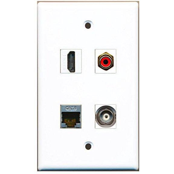 RiteAV - 1 Port HDMI 1 Port RCA Red 1 Port Shielded Cat6 Ethernet 1 Port BNC Wall Plate