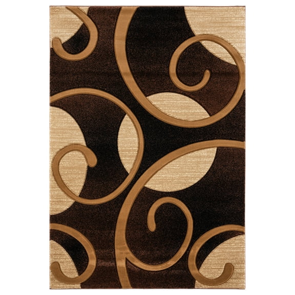 United Weavers Bristol Area Rug 2050 10350 Riley Brown Rings Loops 5' 3" x 7' 6" Rectangle