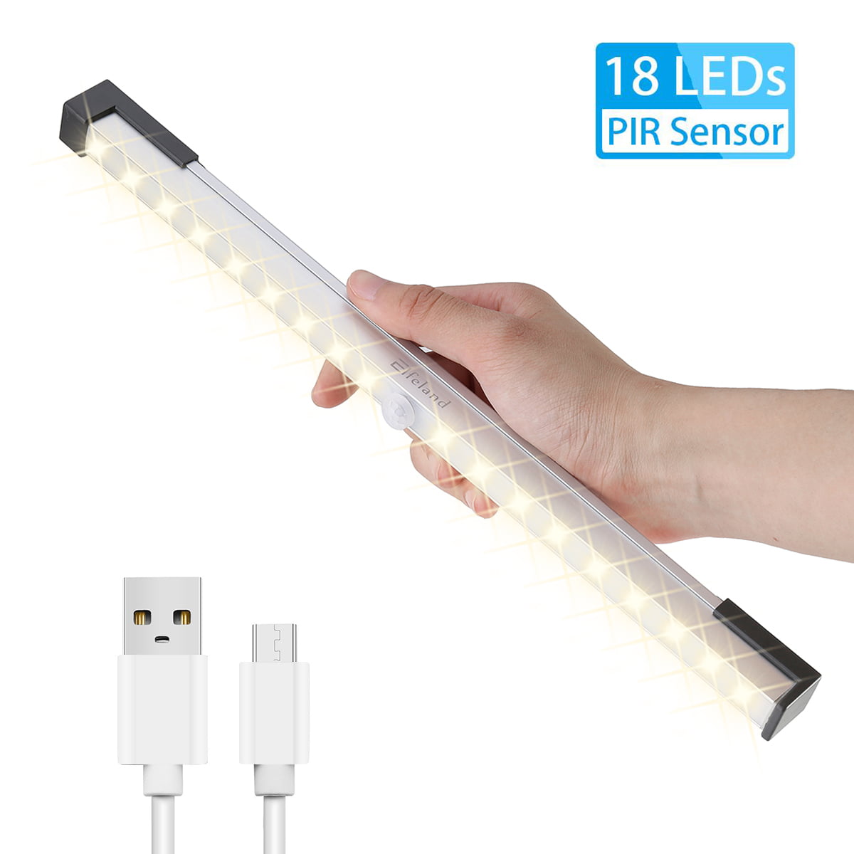 Wireless Motion Sensor Night Light Bar USB Rechargeable Safe Lights 32 LED New 