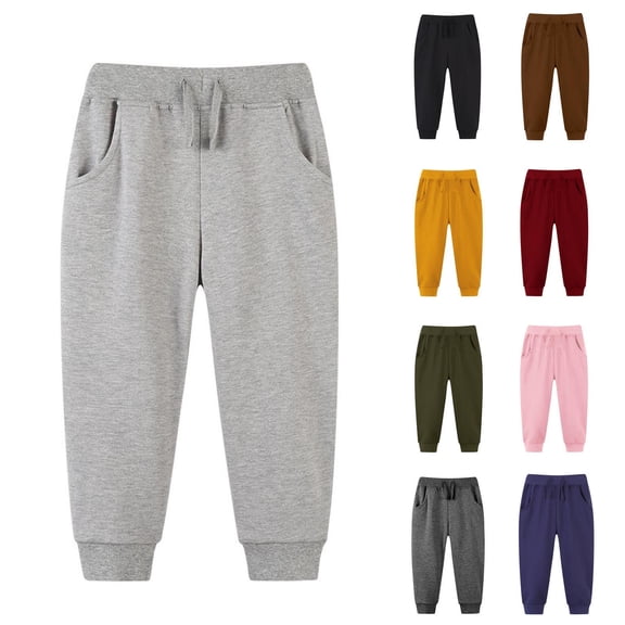 Kilaqueen Boys Girls Sweatpants Moisture Wicking Active Jogger Pull On Athletic Pants with Pockets for School Sport Soft Fall Winter Outerwear 4-15 Years