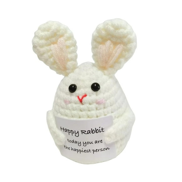 Crochet Crochet Toy Positive Crocheted with Encouraging Card Emotional Support Knitting Koala Rabbit Mouse Onion Blueberry Toy Perfect Gift for Kids