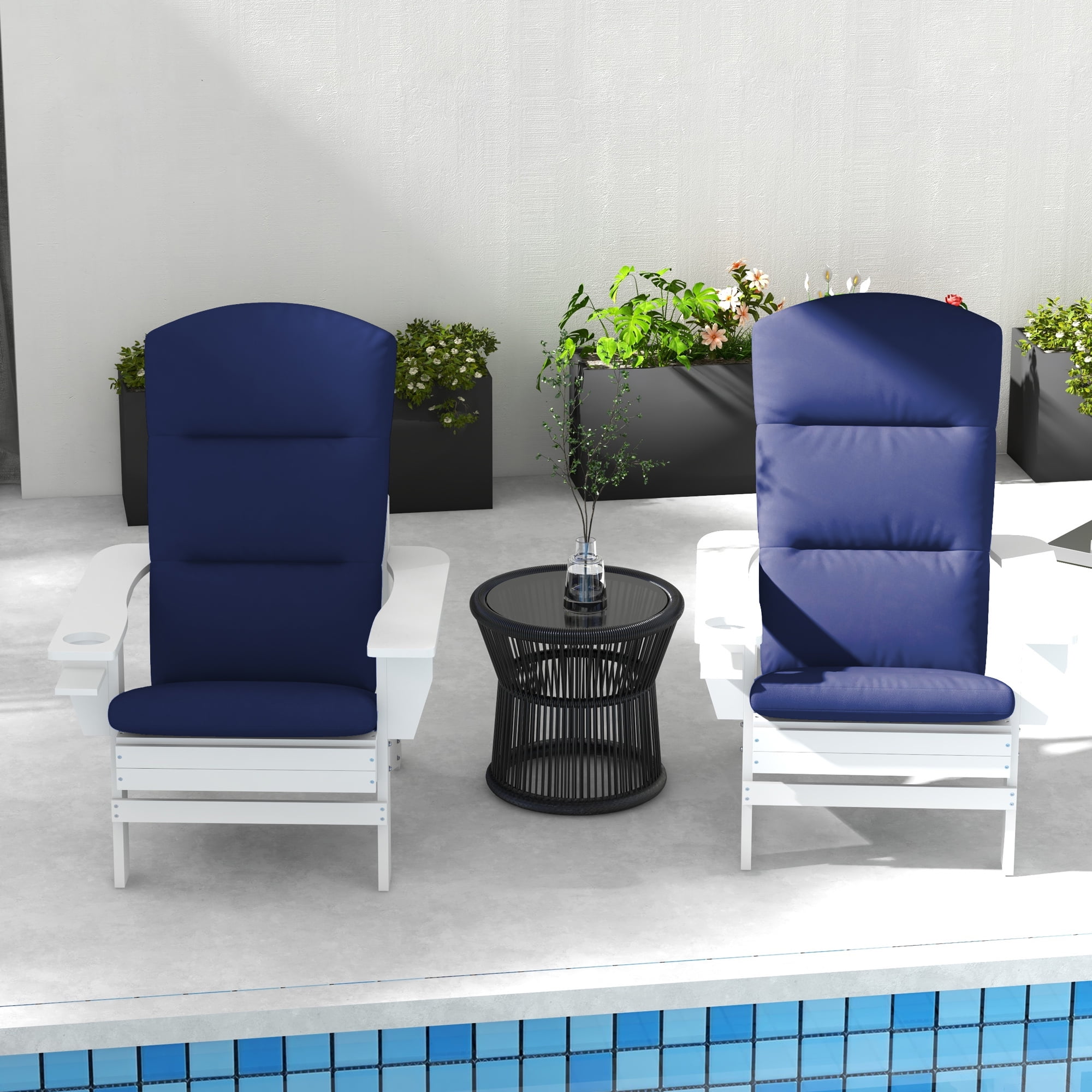 Outsunny Outdoor Adirondack Chair Cushions with Back Ties, Blue
