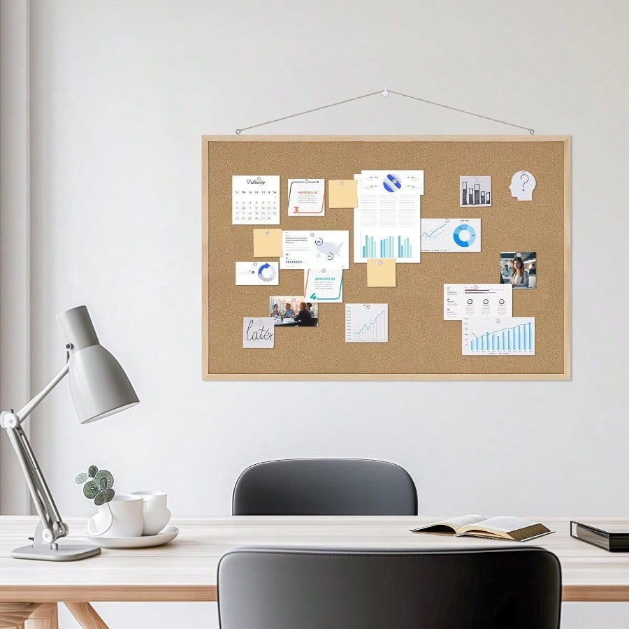 Cork Board 2Pack36x24 Bulletin Board for Office with Pin Oak Wood Boards Mage Board or Vision Board.