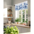 thumbnail image 6 of Watercolor Blue Leaves Window Valance Curtain Blue Flowers Rod Pocket Short Curtain for Living Room, Bedroom & Kitchen Window Decor 60x18in, 6 of 8
