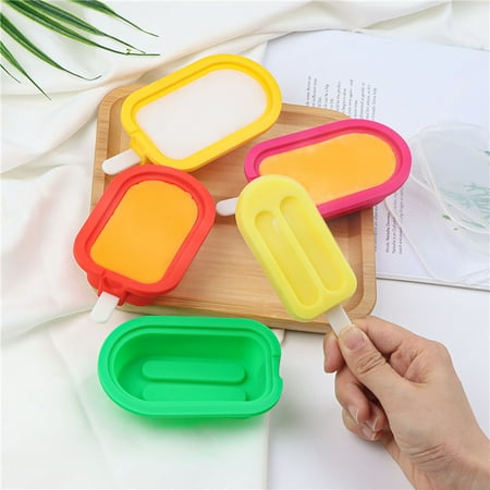 

LA TALUS 1 Set Silicone Ice Cream Mould Reuse DIY Non-stick Washable Clear Texture Home Food Grade Materials Ice Cube Mold for Dessert Shop Red